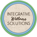 Integrative Wellness Solutions seal: linen circle with sky-blue and green rings